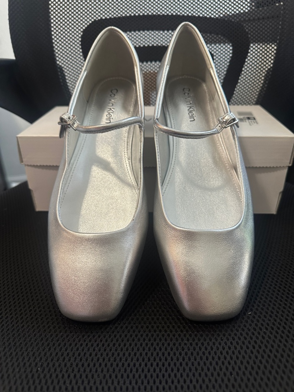 Calvin Klein Metallic Silver Mary Jane Flats